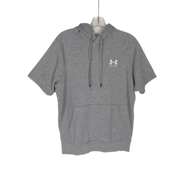 Under Armour Sweater Mens SMALL Gray Loose Drawstring Hoodie‎ Activewear - Picture 3 of 8